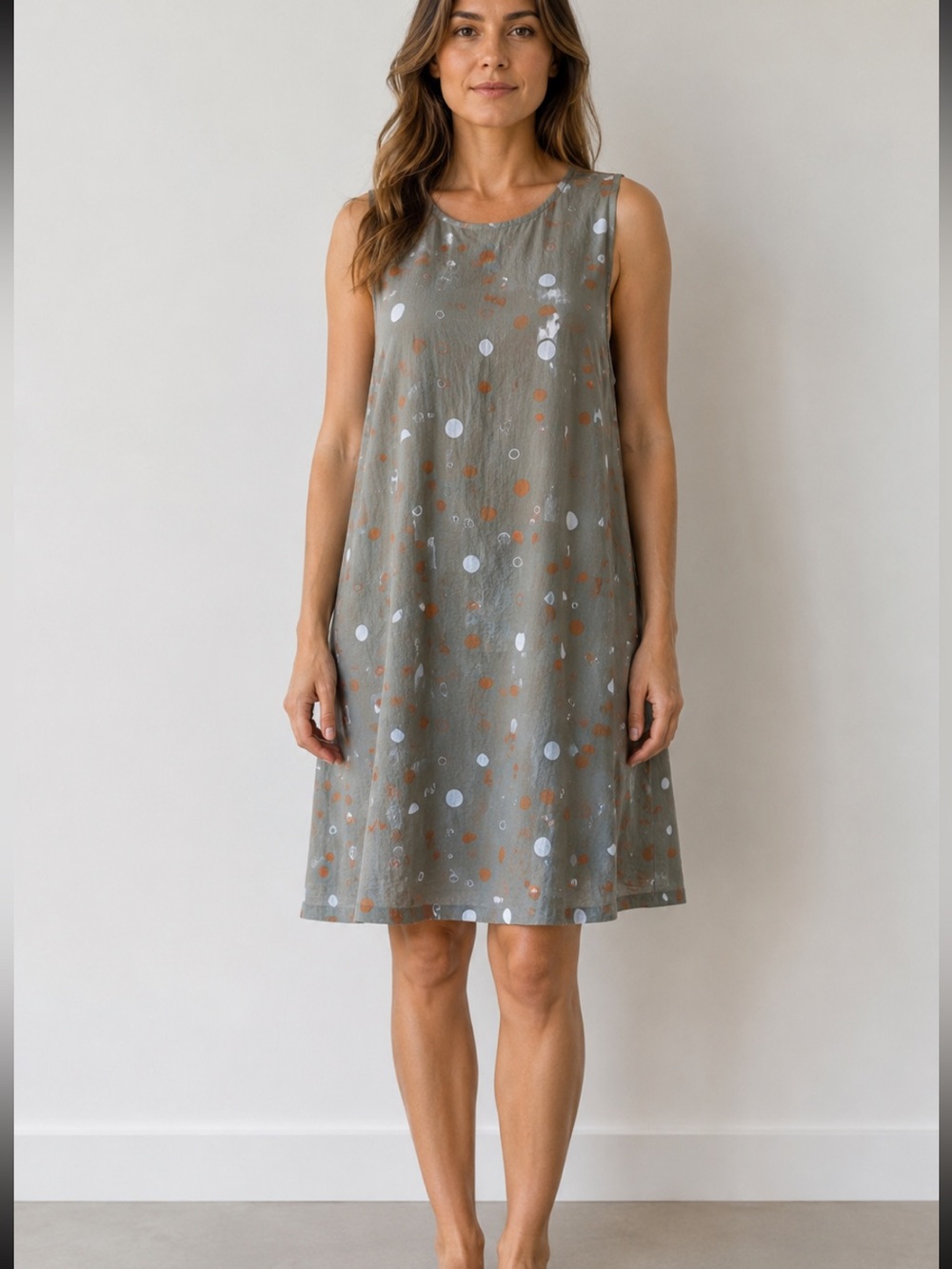 North of West Abstract Dot Print A-Line Dress Made in USA L